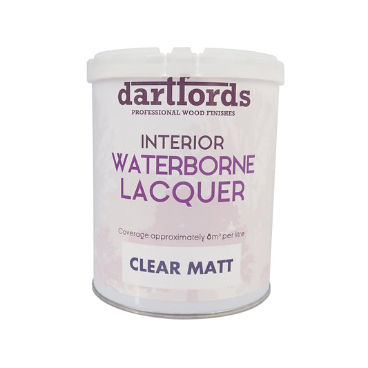 dartfords Matt Clear Interior Waterborne Lacquer - 1 litre Tin
