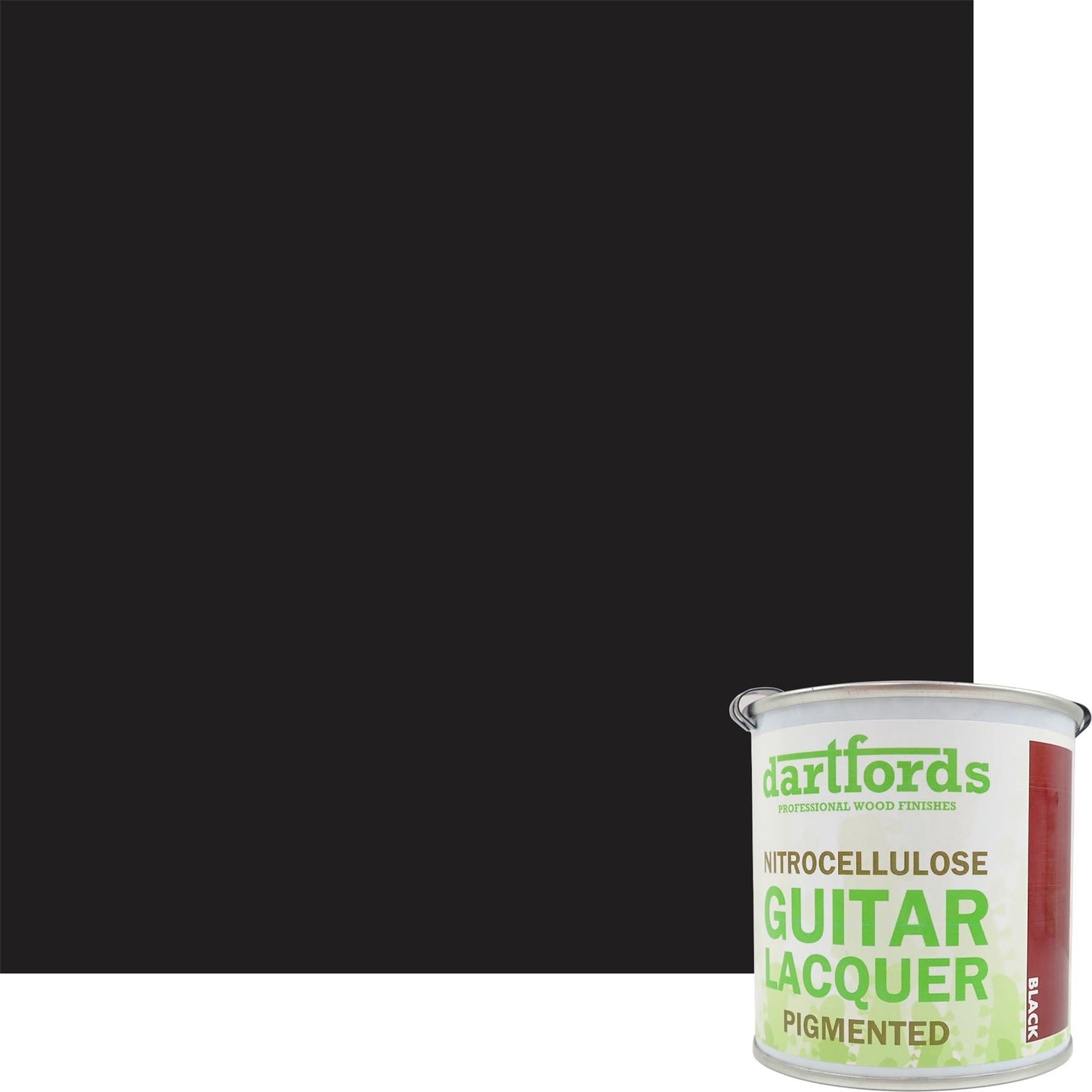 dartfords Strong Black Pigmented Nitrocellulose Guitar Lacquer - 230ml Tin