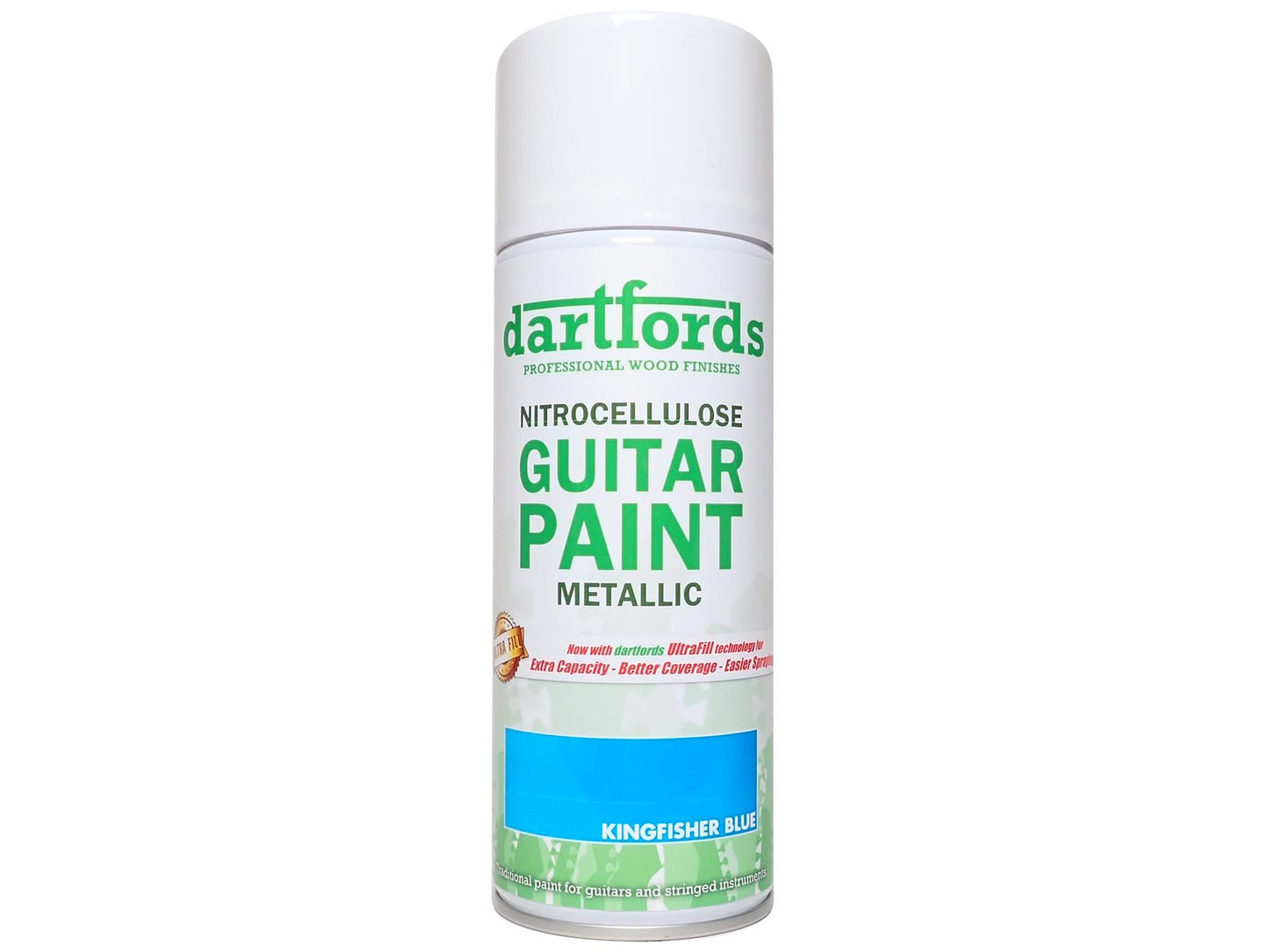 dartfords Kingfisher Blue Metallic Nitrocellulose Guitar Paint - 400ml Aerosol