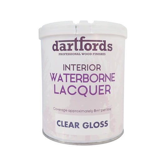 dartfords Gloss Clear Interior Waterborne Lacquer - 1 litre Tin