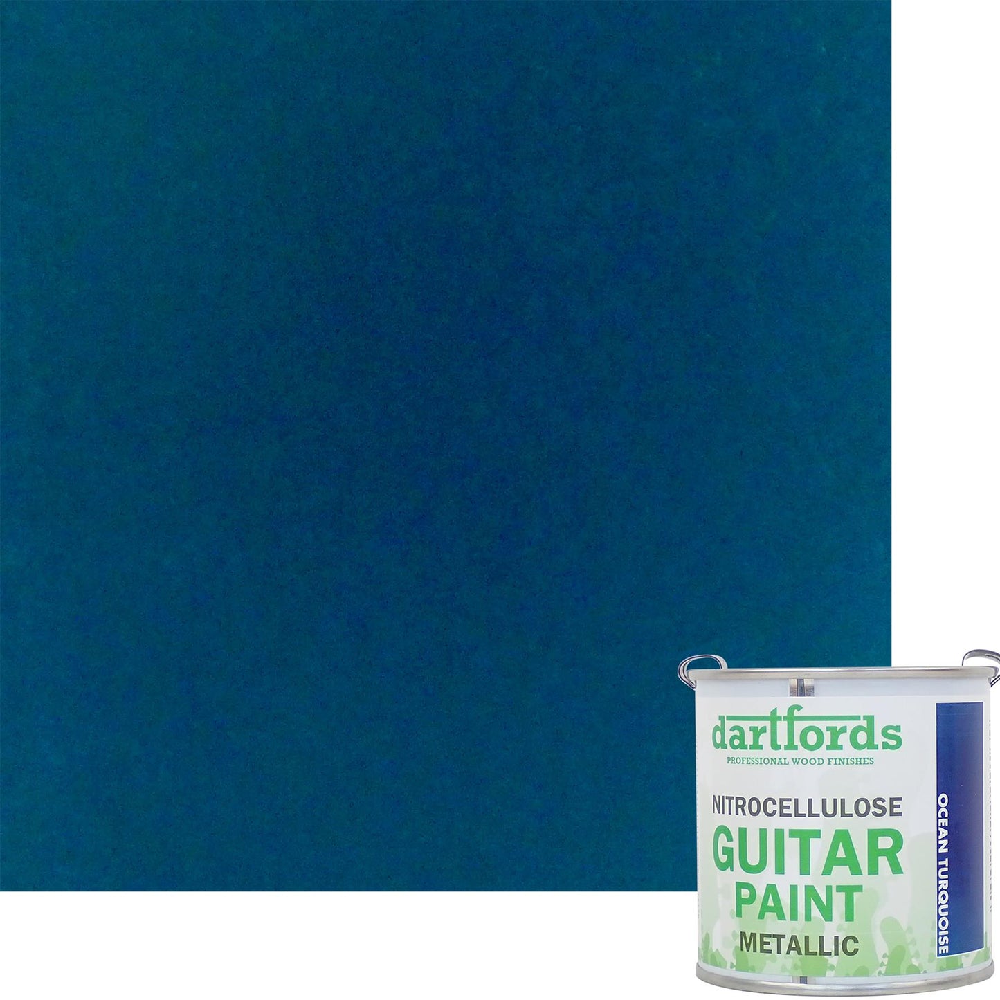 dartfords Ocean Turquoise Metallic Nitrocellulose Guitar Paint - 230ml Tin