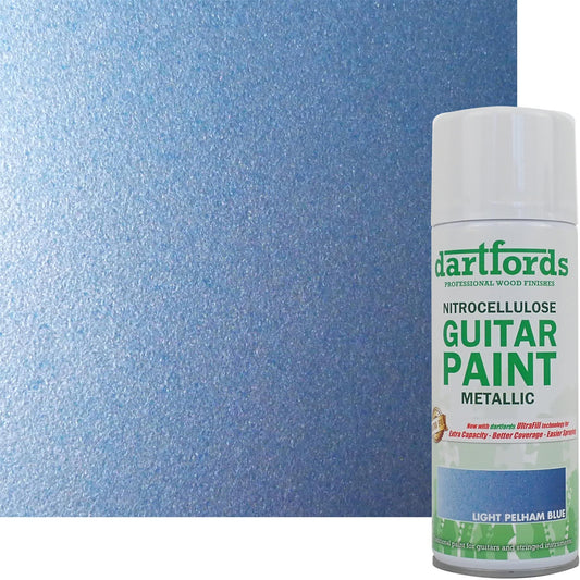 dartfords Pelham Light Blue Metallic Nitrocellulose Guitar Paint - 400ml Aerosol