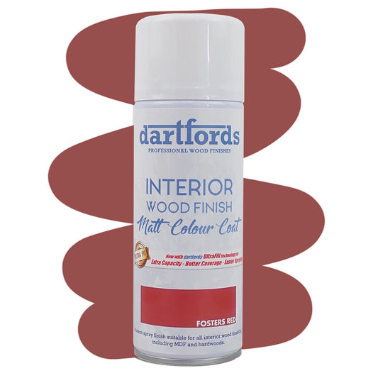 dartfords Fosters Red Matt Interior Wood Finish 400ml Aerosol