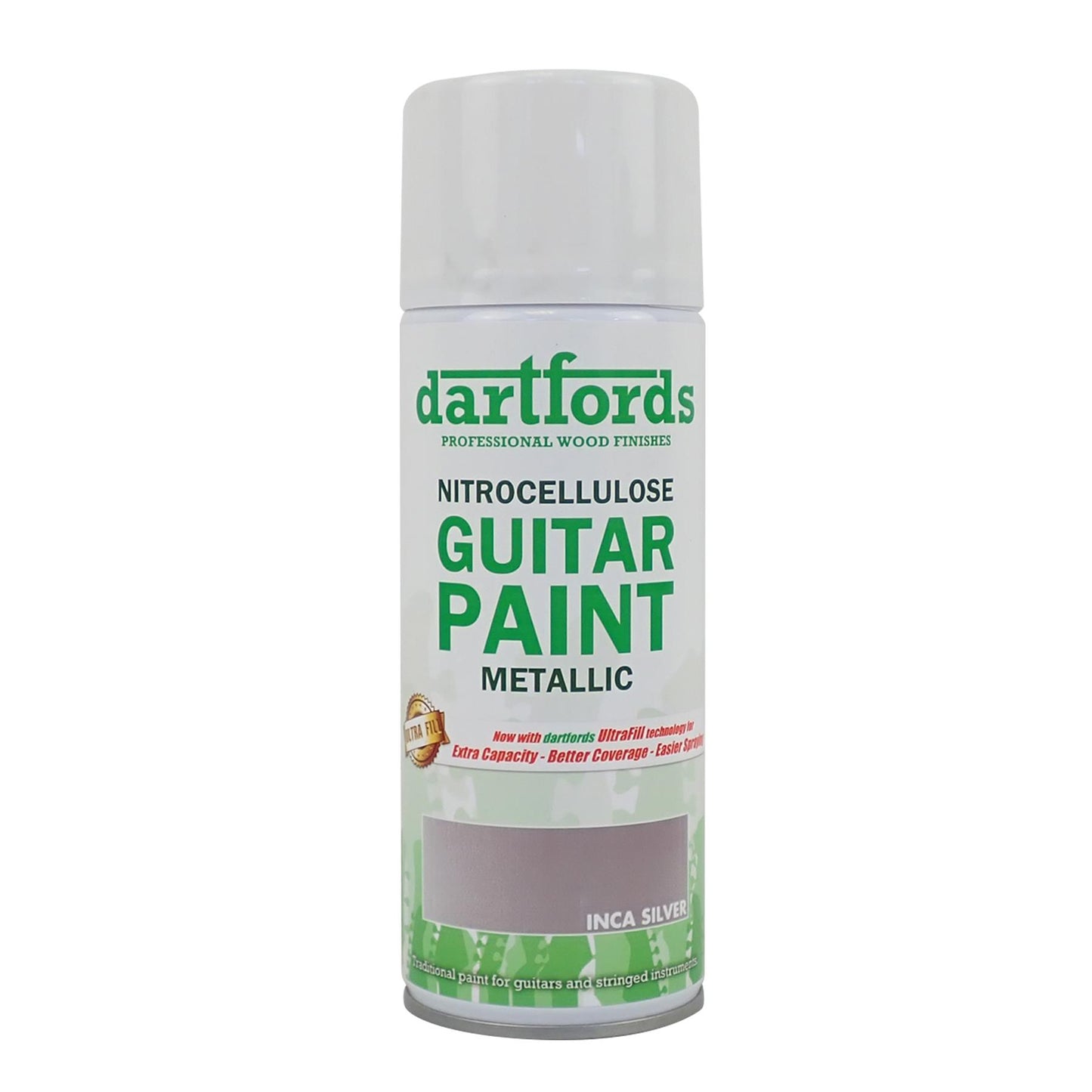 dartfords Inca Silver Metallic Nitrocellulose Guitar Paint - 400ml Aerosol