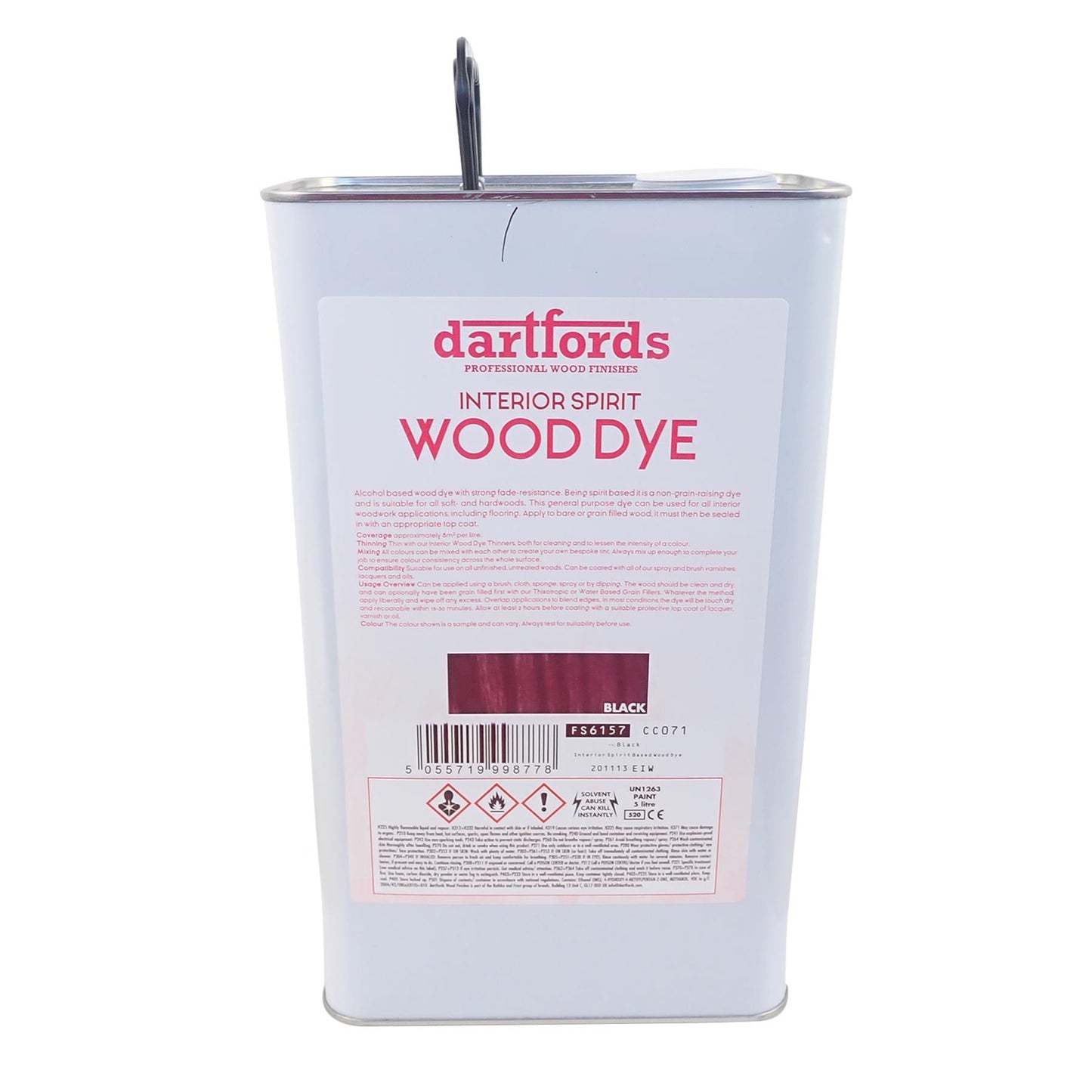 dartfords Black Interior Spirit Based Wood Dye - 5 litre Jerrycan