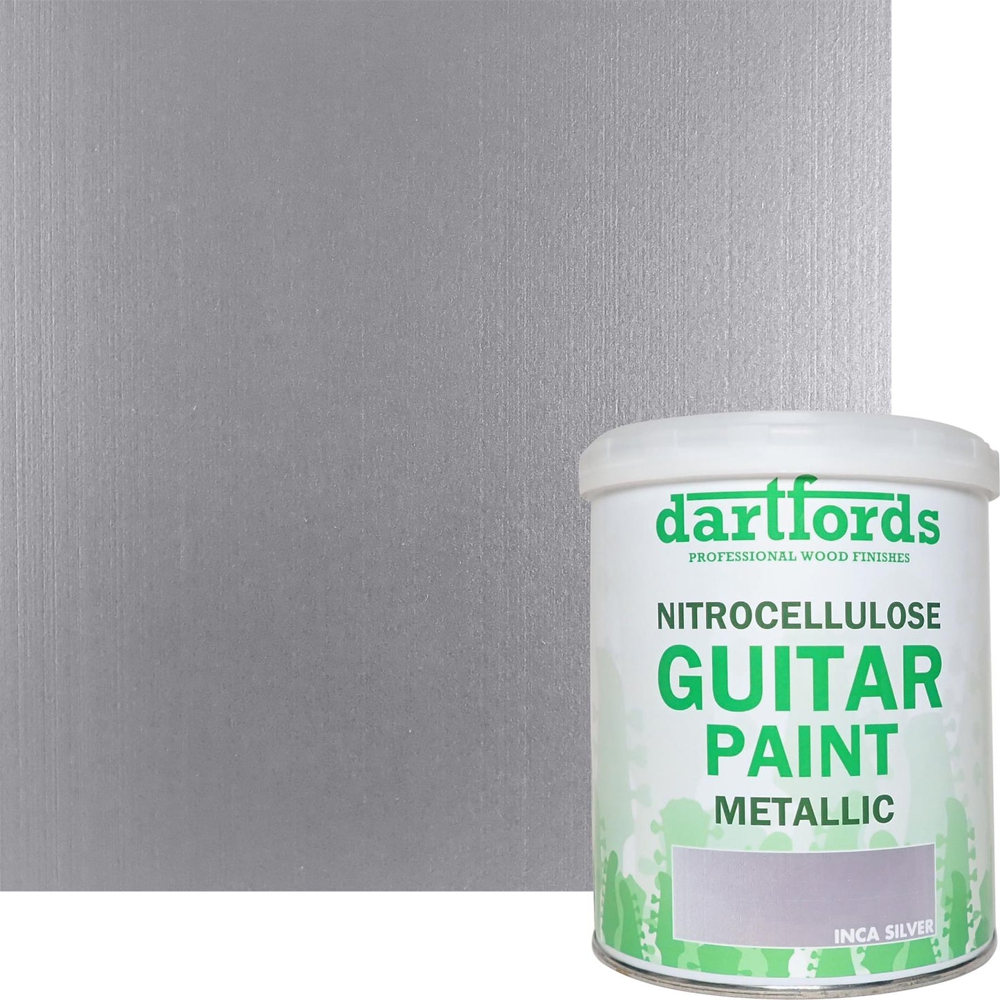 dartfords Inca Silver Metallic Nitrocellulose Guitar Paint - 1 litre Tin